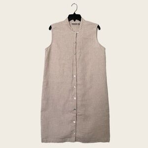 Vintage Chico’s Design Natural Linen Button Front Shift Dress